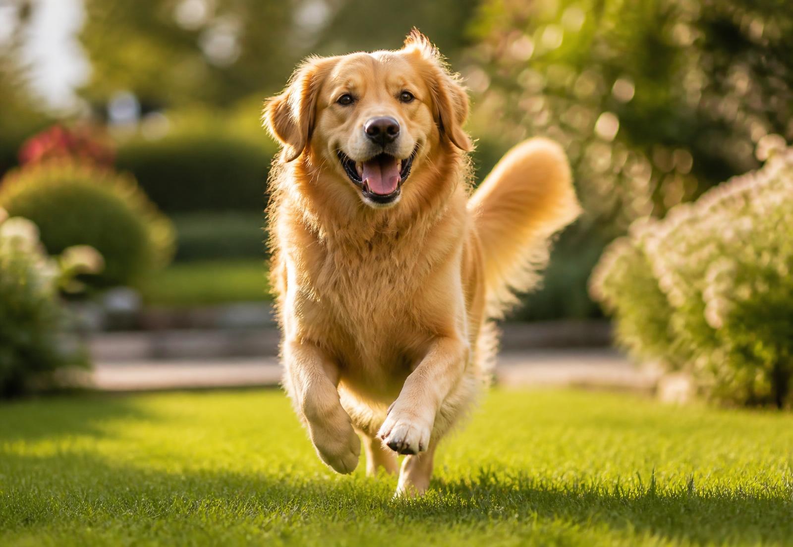 Glücklicher Hund im grünen Garten